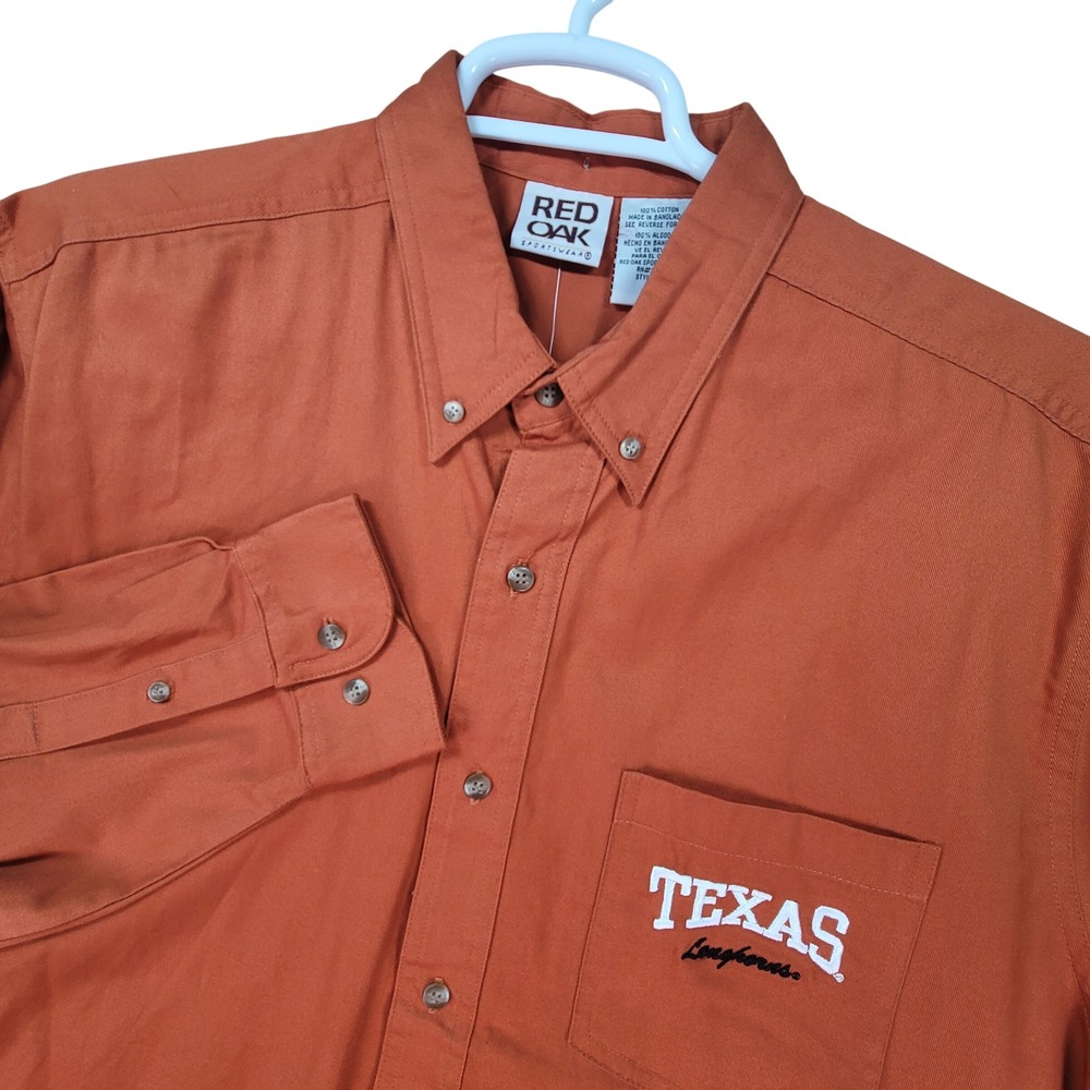 Red Oak Texas Longhorns Button Down Shirt Mens XL Orange Collegiate NCAA New